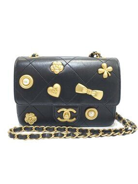 Chanel Shoulder Bag Mini Flap Lambskin Black